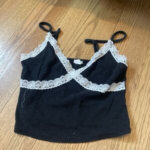 black and white lace cami top from garage . good condition. size: medium